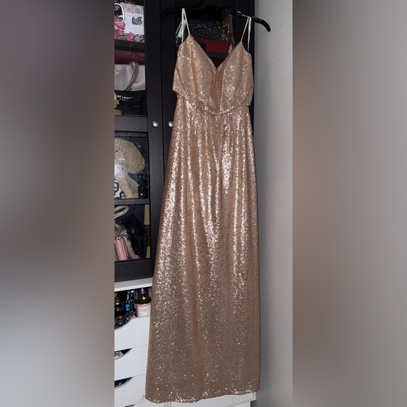 BELSOIE BRIDESMAIDS BY JASMINE Sequin bridesmaid dress with spaghetti straps - Picture 4 of 13